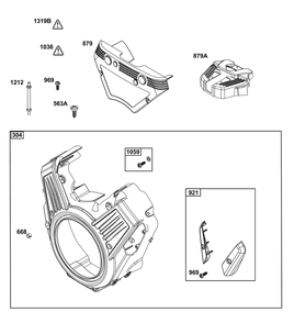 Blower Housing Group Diagram and Parts List for 54E177-0109-J1 400000 - 699999 Briggs and Stratton Engine